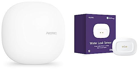 AEOTEC SmartThings Aeotec Smart Home Hub | Z-Wave, Zigbee, WLAN & ings Zigbee Wassersensor Smarter Wassermelder zuverlässige Alarmierung bei Wasserleckage Wasseralarm