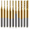 10 Stücke Hartmetall Schaftfräser, 1/8 Schaft Titan Coat CNC Fräser Stückchen Fräser Schnitzsatz, Stirnfräser Drehgrat Werkzeug Gravur Bits für PCB/SMT/Hartholz/Leiterplatte/Faser, 0,8-3,0mm