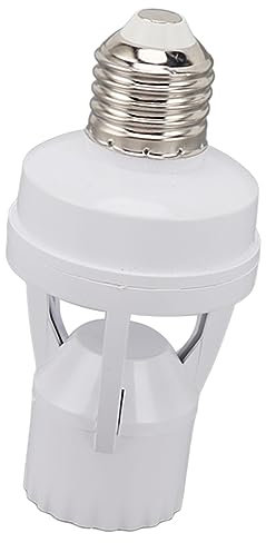 Spacnana Enchufe de Luz con Sensor de Movimiento PIR, Adaptador de Bombilla de Tornillo E27, Luz Nocturna de Encendido y Apagado Automático, Luz de Garaje para Sótano
