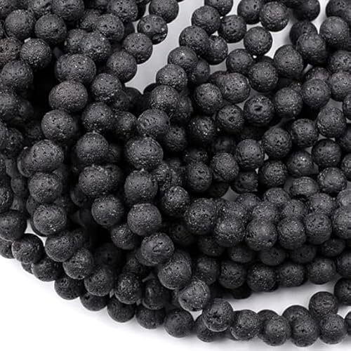 Zenkeeper Ca. 180 Stück Lavastein-Perlen für die Schmuckherstellung, 4 mm, Lavastein-Edelsteine, lose Steinperlen, HS04