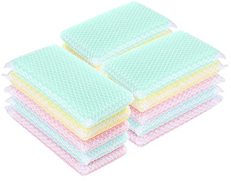 Jaoxiuozi 15PC Mesh-Netz Scheuerschwamm Geruchsschwamm Schwämme Küche Schwamm Langlebig Wiederverwendbar Topfschwamm Mehrzweck Putzschwamm Topfreiniger Schwammblock Abwischen (Bunt, 15cm)