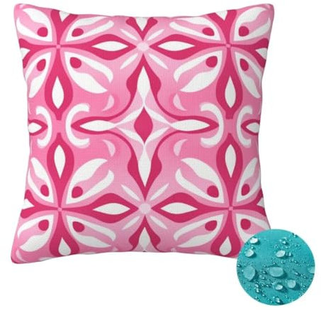Outdoor Kissen Wetterfest 2 Stück Rosa Kissenbezug 40x40 cm, Sommer Gartenkissen Deko Outdoor Sitzkissen Wetterfest, Kissenbezüge Nordisch Outdoorkissen für Balkon Terrasse Patio Garten Deko -OZ390