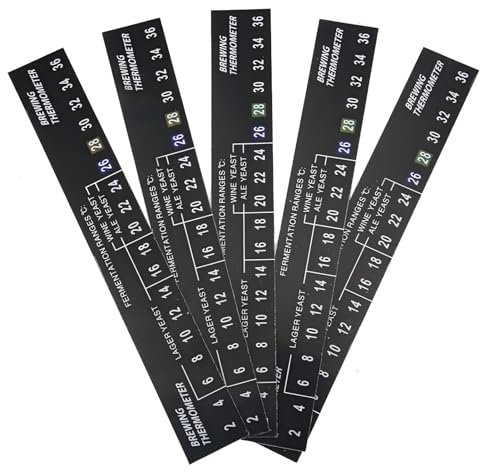 VIFERR Misuratore di Temperatura Adesivo 5 Pezzi Termometro Striscia Acquario Adesivi per Termometro per Birra LCD per Serbatoio di Pesce Latte Birra Vino (2-36 ℃)
