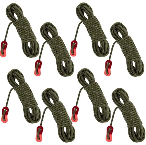 JTENG Reflektierend Abspannseile Camping, Seil mit Seilspanner, 13ft/4M Zeltschnur mit Spanner, Φ 4mm Nylonschnur Spannseil Zeltleine für Sonnensegel Zelt Zeltplane