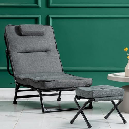 Bodenstuhl Mit Rückenlehne Faltbar Sofa Einzelsofa Sessel Japanischer Bodensessel Faltbares Faulenzersofa Tatami Balkon Liegesessel Freizeitsofa Verstellbarer Sessel Liegestuhl(/Dark Gray,With Footsto