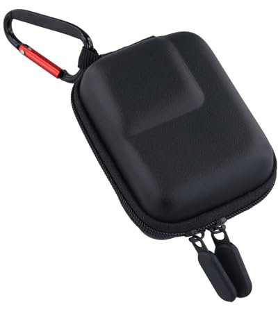 NQEUEPN Small Carrying Case, PU Hard Shell Portable Travel Bag Waterproof Shockproof Lens Cover Protective Mini Storage Bag Case with Carabiner for Insta360 Ace Pro Camera Accessories (Black)