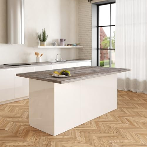 VE.CA Kücheninsel Erika – Farbe weiß glänzend – Küchenschrank – ideal für eine komplette Küche – ideal als Esstisch – Made in Italy (Pino Grey Jackson)