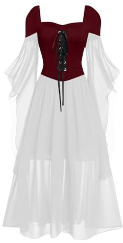 MNSWR Halloween 2024 AI - Gothic Dress Patchwork Fashion Princess Collar Vintage Frauen Hof Kleid für Frauen Hazbin Hotel Alastor Cosplay Kostüm Halloween Kostümspiel,Carnival Costume For Damens Hallo