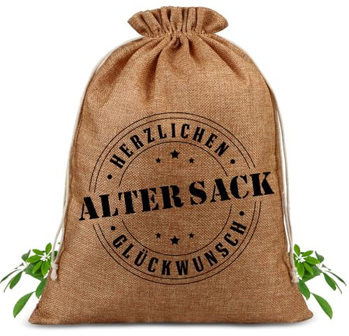TUZELIYA Geschenkbeutel Alter Sack Herzlichen Glückwunsch - Lustige Geschenke für Männer - Witzige Geschenke für 30 40 50 60 Geburtstag Männer - Verpackung Geburtstagsgeschenk (40x30 cm)