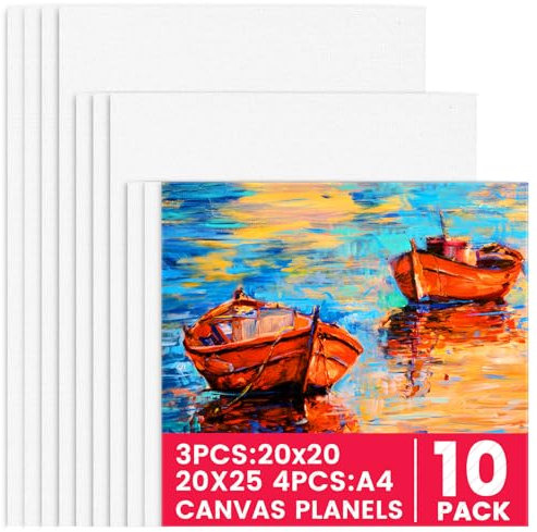 (10 pièces) Set de toile a peindre, toile vierge blanches tendues pour peinture acrylique et aquarelle, toiles en coton pour tableau peinture, pour enfants, débutants et artistes.