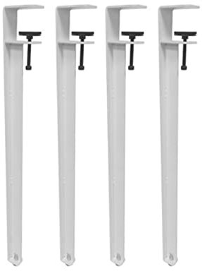 Adjustable Metal Clamp Table Legs F Shape Dining Desk Foot Support Legs with Floor Protectors 40cm White