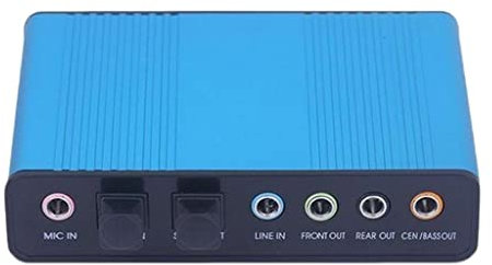 Carte son externe USB 5.1 Surround Sound Carte son audio optique Bleu