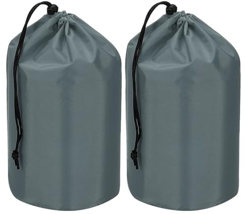 PATIKIL Kordelzugbeutel 2 Stück 22 x 42cm Stuff Sack, Wasserdichter Outdoor-Aufbewahrungssack Tragbarer Zugband-Staubschutzbeutel Leichter Schlafsack für Wandern Reisen, Dunkelgrau