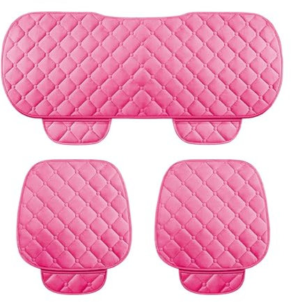 REIJAX 3 Stück Auto Fahrzeug Sitzschut für Hyundai Kona 2017+, rutschfest Atmungsaktiv Auto Sitzkissen, Sitzauflagen Vordersitzbezüge Rücksitzbezüge Rücksitzkissenbezüge,A-PINK