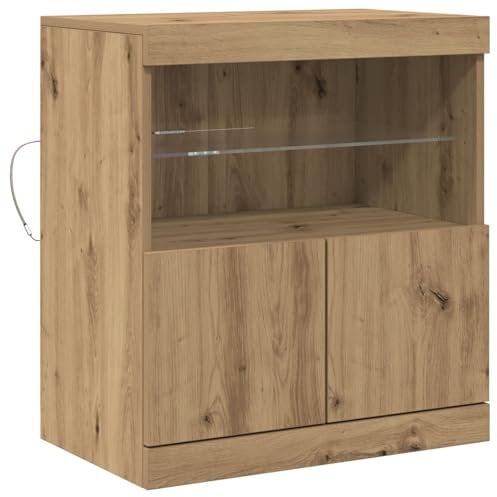 vidaXL Modernes Buffet Sideboard In Artisan Eiche | Holzwerkstoff Rechteckig Mit Glasregal Ideal Für Esszimmer & Wohnzimmer Stauraum 2 Türen Möbel Schrank Indoor Stylischer Vitrinenschrank