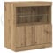 vidaXL Modernes Buffet Sideboard In Artisan Eiche | Holzwerkstoff Rechteckig Mit Glasregal Ideal Für Esszimmer & Wohnzimmer Stauraum 2 Türen Möbel Schrank Indoor Stylischer Vitrinenschrank