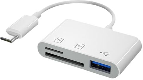 Leloco 3-in-1 SD Kartenleser USB C- Blitzschneller OTG Reader für iPhone 16/15 Pro Max, iPad & MacBook (SD/MicroSD/USB-A) - Plug & Play