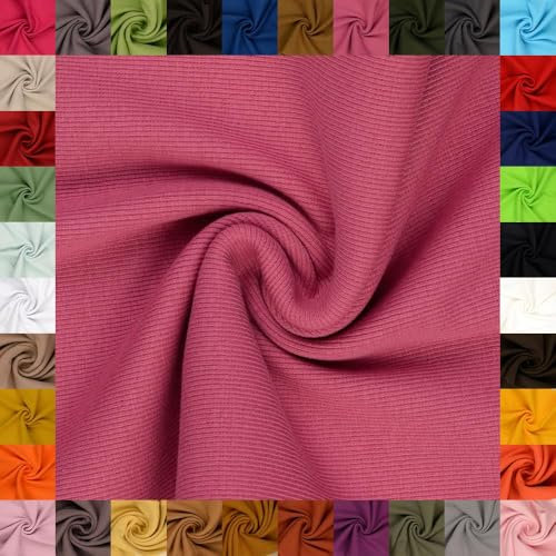 fingsi Stoffe Linus Bündchenstoff Grobstrick Schlauchware Coupon Uni - 27cm Schlauchbreite - 95% Baumwolle, 5% Elasthan (11. Rosa 0,5m)
