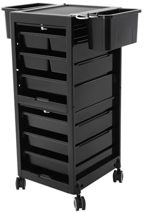 Servierwagen Rollwagen Transportwagen Montagewagen Klappwagen Mit 6 Schubladen 2 Körben 39 X 35 X 84 Cm Ideal Für Salon Küche Haushalt