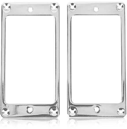 2 Humbucker Pickup Ring Metall chrom Humbucker Pickup Montagering Flacher Boden Pickup Rahmen mit Silber Metal Halterung Für Gitarrendekoration Und DIY Ersatzteile