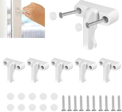 6 Stück Fenstersicherung Weiß Fensterschloss Einbruchschutz Fenster Kindersicherung Fensterriegel mit Schrauben, Fenster Zusatzverriegelung Schwenkriegel Fensterschlösser für Fenster Tür Balkon