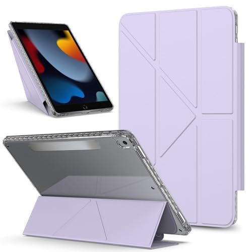 Étuis pour tablettes Compatible With iPad 10.2-Inch (2021/2020/2019 Model, 9/8/7 Generation) Case Detachable Magnetic Cover Slim Protective Case,Transparent Back Shell Slim Stand Shockproof Tablet Cov