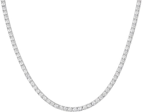 JPXXFM 3-5MM Leisure Moissanite Tennis Necklace for Men Lab Grown Diamond Tennis Necklace Bridalgroom Full Moissanite Necklace Wedding Necklace Daily Wear Tennis Chain for Men