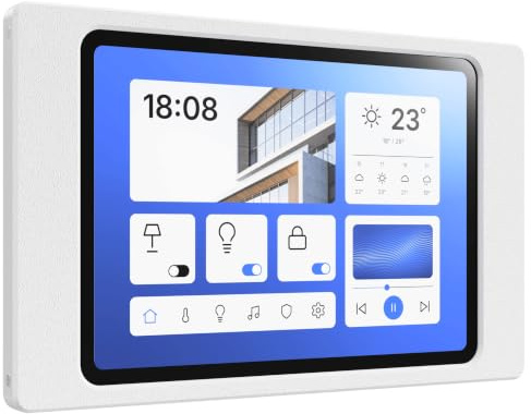 Cleverstation Support Mural Tablette pour iPad Pro 12,9 Pouces (1/2 gén, 2015/2017) - Cadre Fin et sur Mesure pour Écran Domotique et Tableau de Bord - Montage Fixe avec Passe-Câble - Blanc