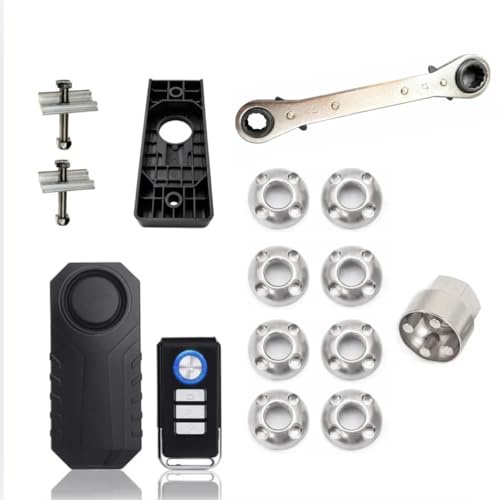 The Complete Designed to fit Tentbox - Roof Tent Security Kit - 8 x M8 Security Nuts + 113db Motion Sensing Roof Tent Security Alarm Loud Deterrent + Alarm Holder + Ratchet Spanner - Easy Installation