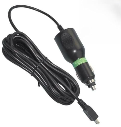 Mini USB KFZ Ladegerät Adapter 5V 2A (2000mA) für Garmin Nuvi GPS Geräte, Dash Cams & Mini-USB Kameras, 3,5 m Kabel, DC 12-24V Eingang, Schwarz