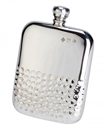 Bisley Hip Flask 6oz Half Hammered Pewter