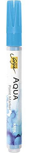 KREUL 18105 - Solo Goya Aqua Paint Marker cyan, Künstlerstift mit elastischer Pinselspitze und Faserstabsystem, wasserlösliche Farbe, zum Skizzieren und Kolorieren