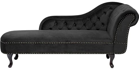 Beliani Retro Chaiselongue Samtstoff rechtsseitig schwarz Nimes