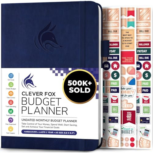 Clever Fox Budget Planer - Ausgaben Tracker Botizbuch. Monatliches Budgetierungsjournal, Finanzplaner und Rechnungsbuch zur Kontrolle Ihres Geldes, A5 - Dunkelblau (Englisch)