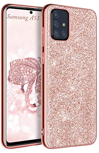 BENTOBEN für Hülle Kompatibel mit Samsung Galaxy A51 Handyhülle Glitzer Rosegold