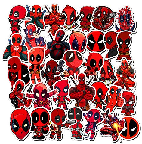 Qemsele Aufkleber für Kinder Kleinkinder, 100 Stück Kinderaufkleber Superheld Aufkleber Sticker für Erwachsene Mädchen Jungen Laptop-Skateboard-Gepäck-Aufkleber Graffiti-Patches-Aufkleber (Deadpool)