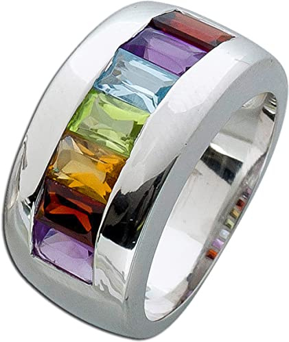 Ch.Abramowicz Citrin Ring Silber 925 Amethyst Granat Peridot Blautopas Edelsteine 20