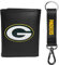 Siskiyou Sports NFL Green Bay Packers Herren-Geldbörse und Schlüsselanhänger, Leder, dreifach gefaltet, Schwarz, Einheitsgröße