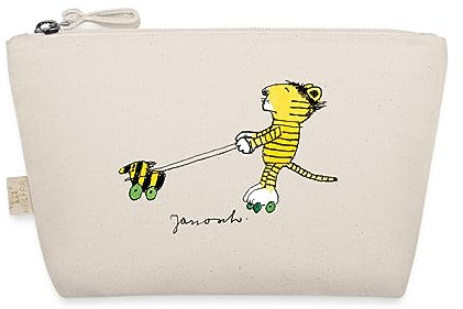 Spreadshirt Janosch Tiger auf Rollschuhen Täschchen, One size, Natur