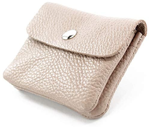 modamoda de P09 Damen Münzgeldbörse Geldbörse Portemonnaie Klein Leder Made in Italy P09, Farbe:Rosabeige