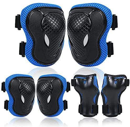 Flintronic Kinder Schützer Set - 6 in 1 Schutzausrüstung Mit Knieschoner, Ellenbogenschützer, Handgelenkschoner für Skateboard, Roller, Inliner und Outdoor Sport