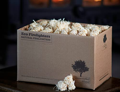 Eco Wood Wool Firelighters (Approx 200) - Natural Flame Fire Starters for Wood Burners Lighting Fires/Stoves, Pizza Ovens & Charcoal BBQ’s - Made in The UK