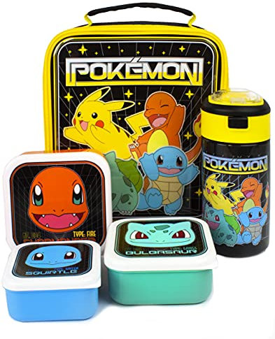 Pokemon pranzo sacchetto 5 pezzo (bottiglia d'acqua sacchetto di cibo 3 snack pe One Size