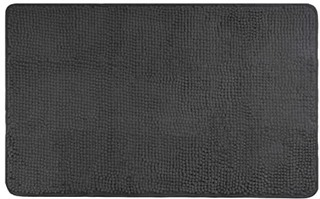 fluffy® Badteppich aus Chenille mit Rutschfester Unterseite (50 x 80 cm, Anthrazit)