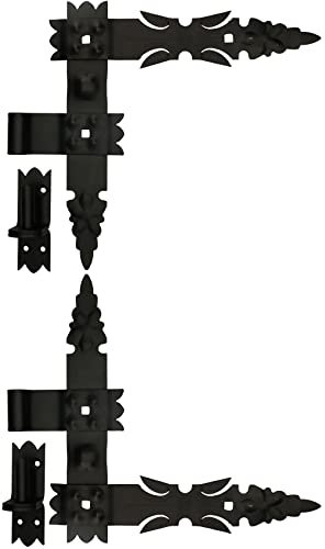 KOTARBAU® Winkelband Dekorativ Geschmiedet 300 x 300 x 50 mm Satz 2x Scharnier + 2x Kloben für Türen Tore Pforten