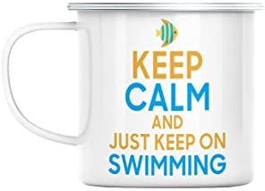 Fabulous Enamel Metal Mug 284ml Keep Calm and Keep on Swimming Sea England Diving