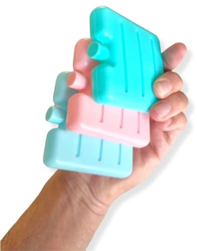ANTEVIA - Lot de 3 mini pains de glace 100Ml | BLOCS Réfrigérants | Congélation Refroidissement Froid Glaçon | Couleurs : Bleu Vert Rose (Ice pack)