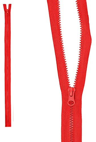 mumbi Reißverschluss teilbar 5mm 60cm Rot Kunststoff Reißverschlüsse mit Zipper grobe Zähne