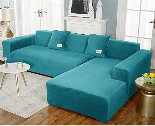 uyeoco Samt Sofabezug L-Form Couchbezug Weich 1 Stück Elastische Lounge-Sessel Sofahusse waschbare Katzen Hunden Möbelschutz (Color : M, Size : 190-230cm)