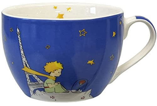 KIUB - Bol Petit Prince avec une anse - Motif le Petit Prince avec sa rose er aussi la Tour Eiffel de Paris - matière porcelaine fine - contenance 500ML